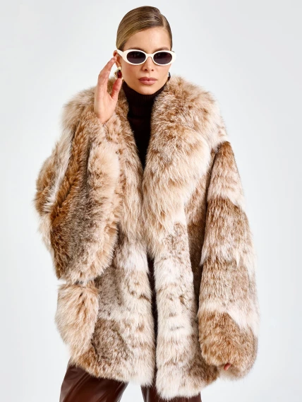 Женская шуба из меха рыси 850 -016, натуральный, размер 54, артикул 65520-4