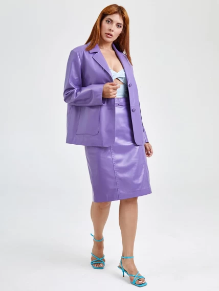 Сиреневая кожаная юбка карандаш 02рс, размер 46, артикул 85601-4