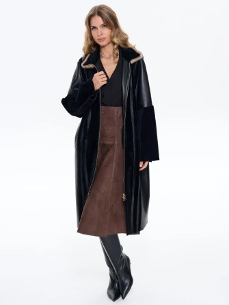 Женская дубленка на молнии с норковым воротником премиум класса 2040-1