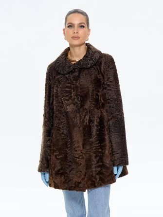 Женская шуба из меха каракульчи Елизавета-0