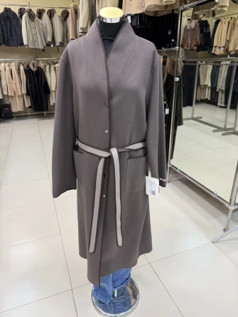 Пальто кашемировое женское темно-коричневое премиум класса 1130-125-0