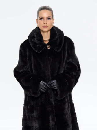 Шуба женская из меха норки с капюшоном М-102-1221-0