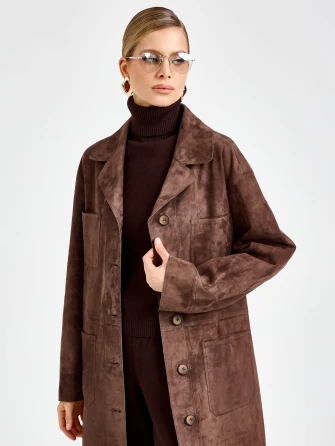Женский замшевый плащ премиум класса 3112з-1