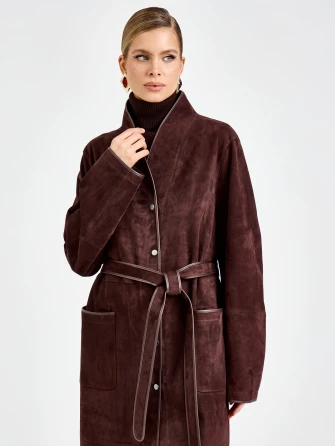 Замшевый женский плащ премиум класса 3104з-1