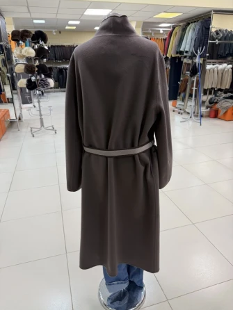 Пальто кашемировое женское темно-коричневое премиум класса 1130-125-1