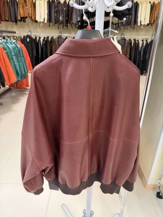 Женская бордовая кожаная куртка 3106-1