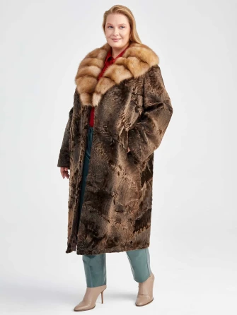 Шуба женская из меха каракуля с мехом куницы Екатерина(вк)-0