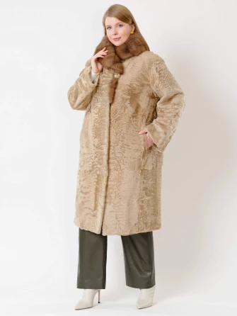 Шуба женская из меха каракуля с мехом куницы Екатерина(вк)-0