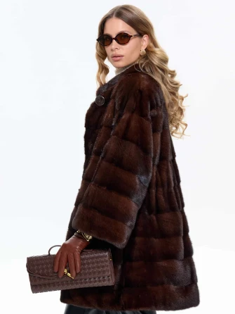 Короткая коричневая норковая женская шуба MANAKAS 2524-0